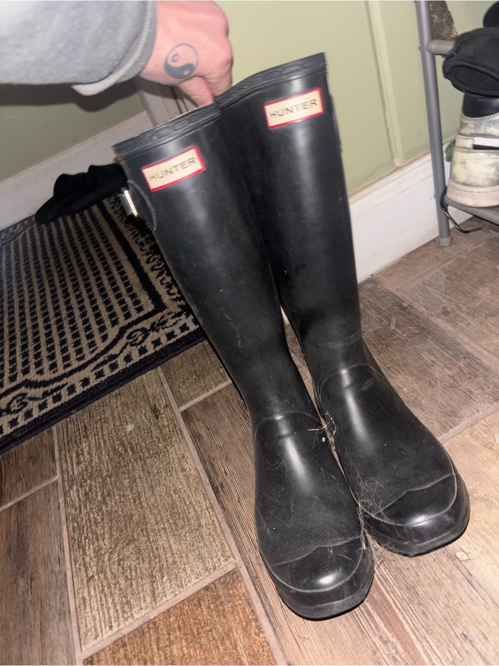 Hunter Black Tall Rubber Rain Boots